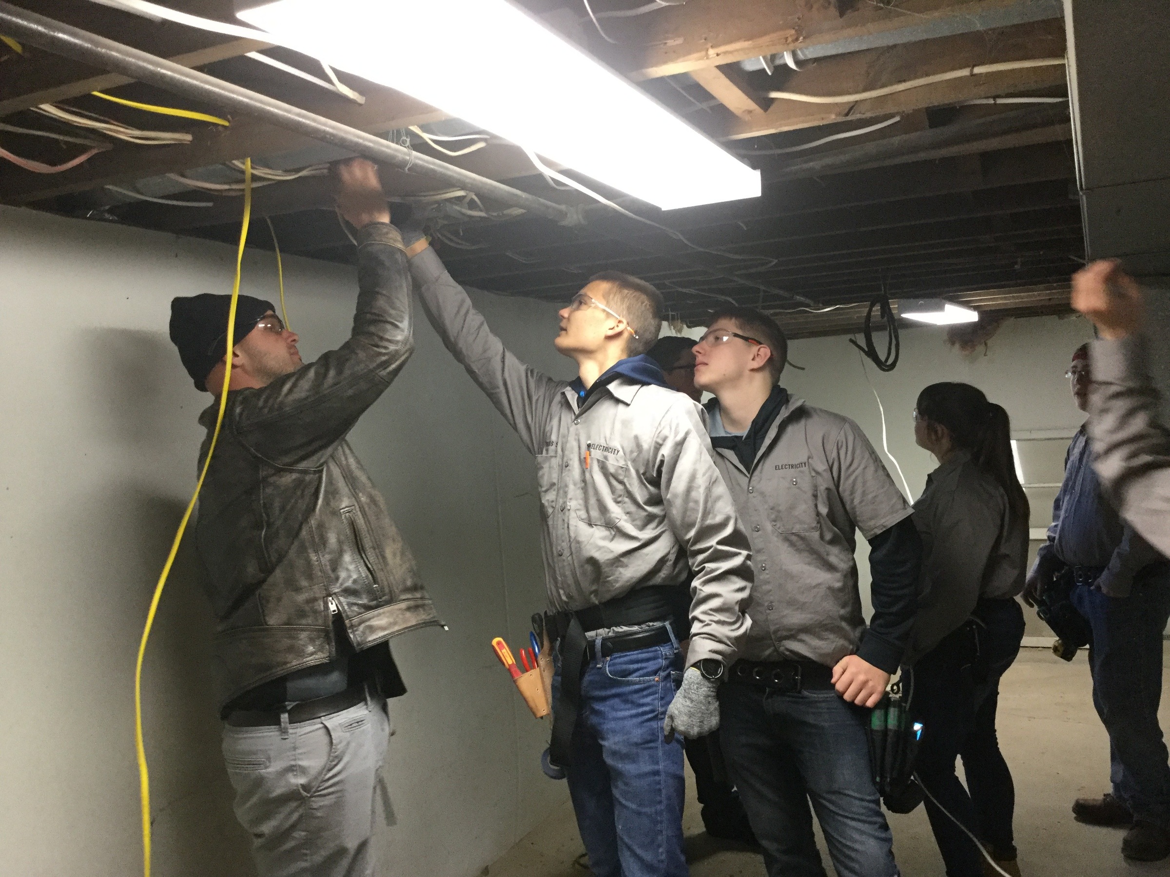 Students Wiring a House