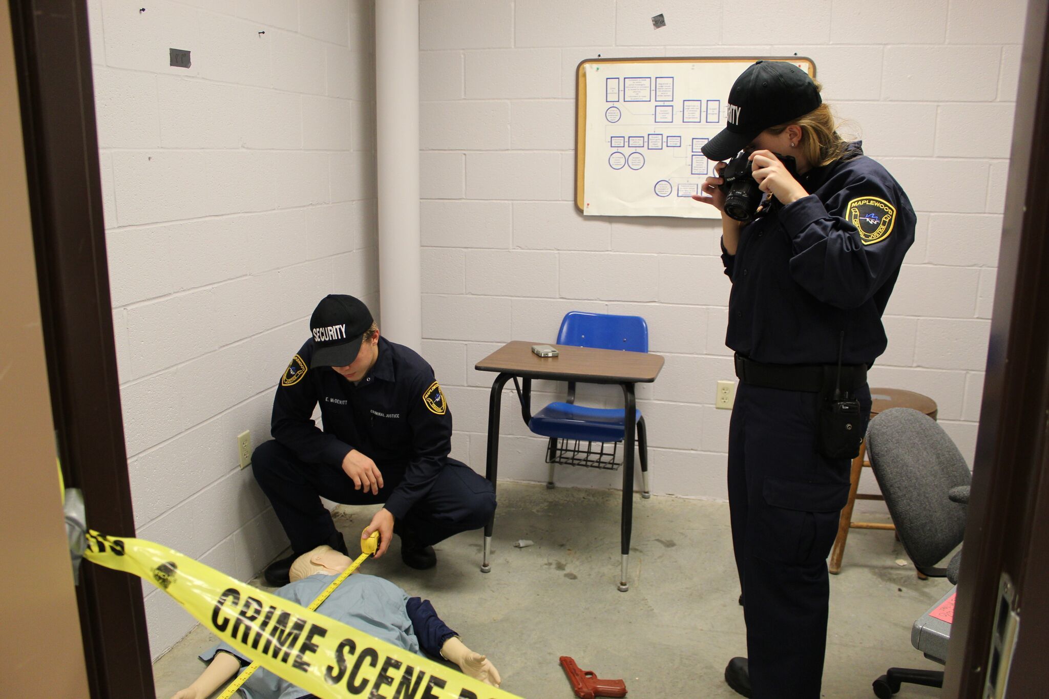 Criminal Justice students working a crime scene