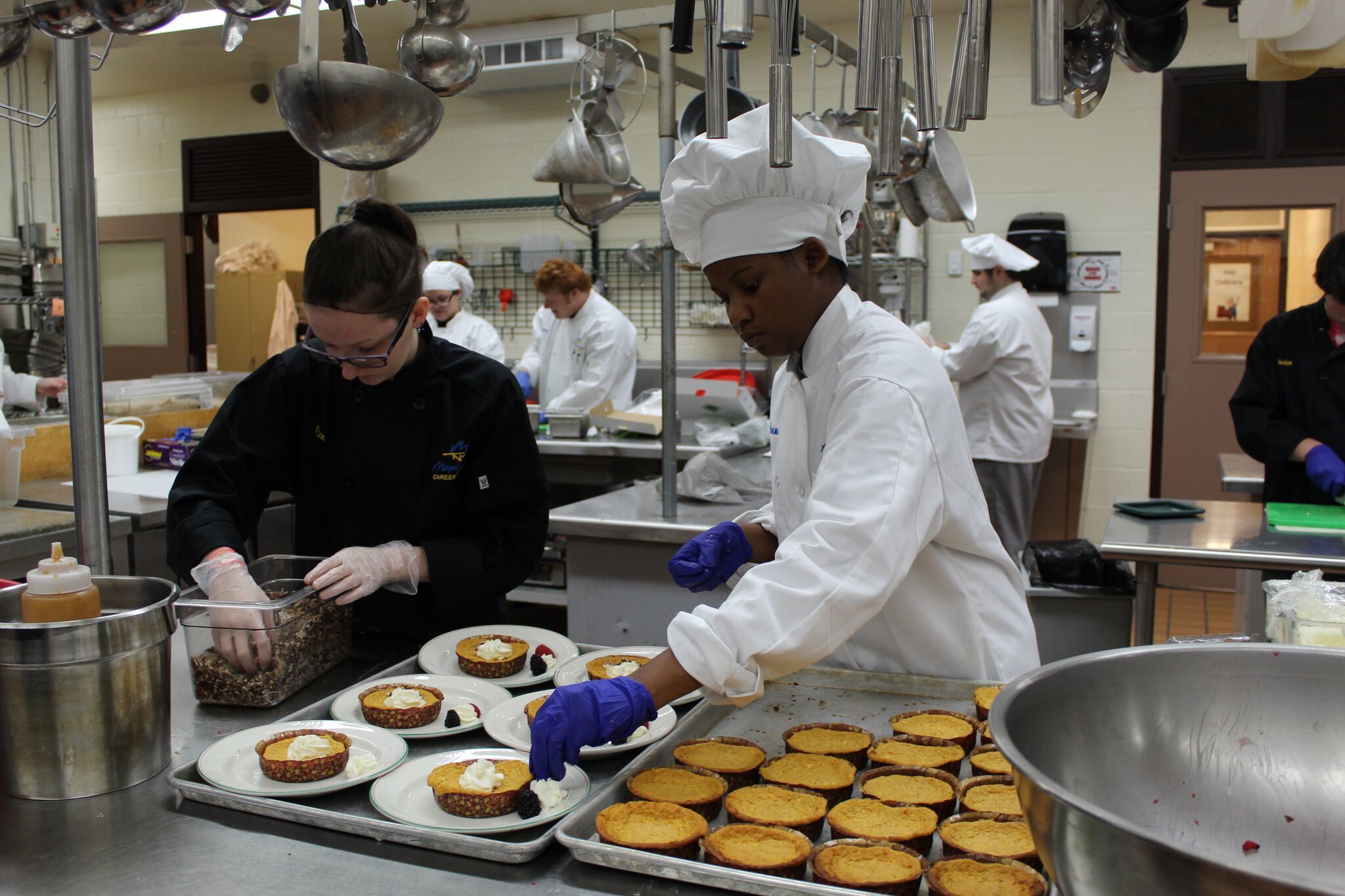 Culinary Arts students prepping desserts